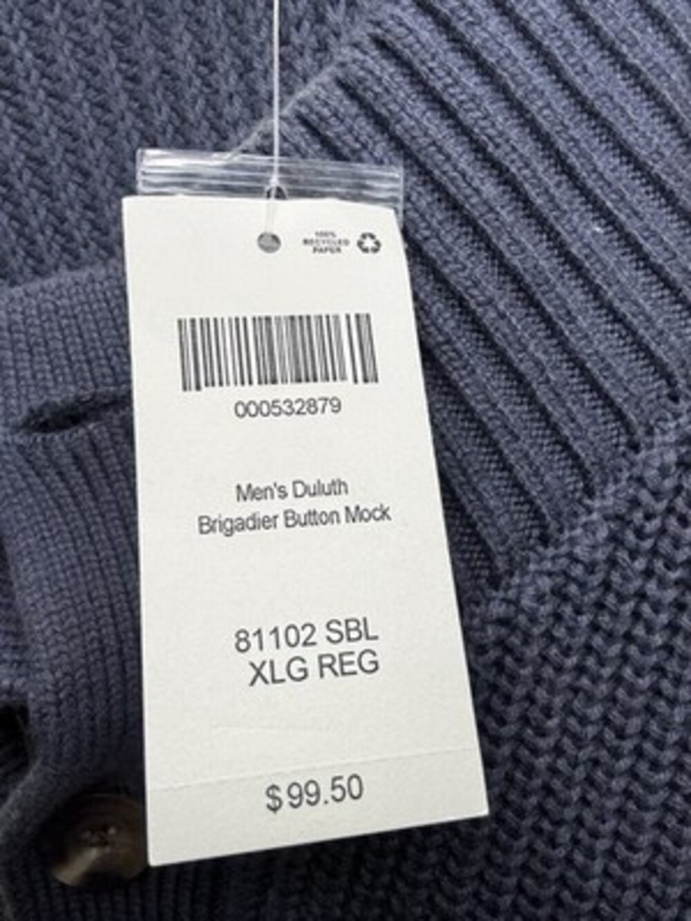 Men's Duluth Brigadier Button Mock NEW WITH TAGS Size XL Blue - Picture 4 of 4